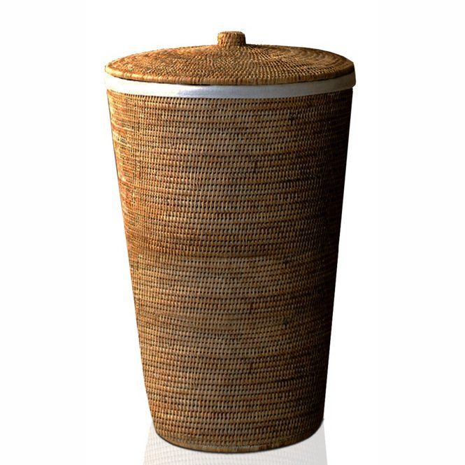 Wasmand Decor rattan donker met deksel | Bad-winkel.nl