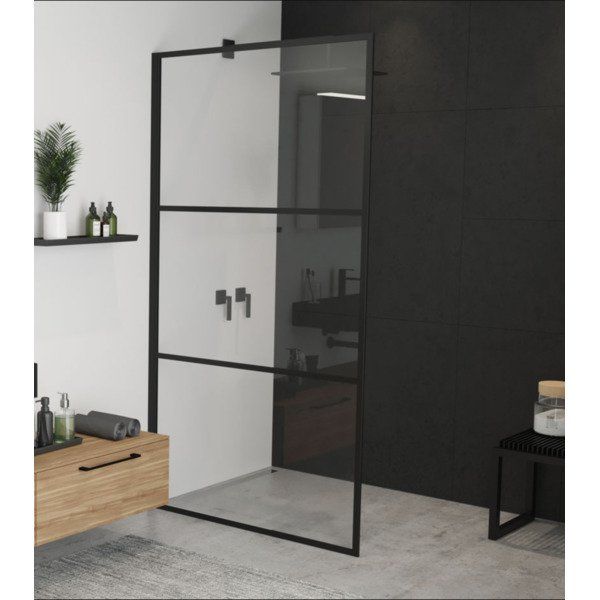 zwarte douchewand 90x200cm helder glas | Bad-winkel.nl